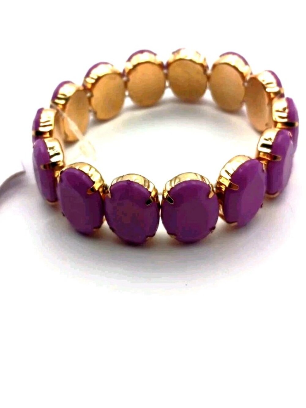 Purple + Goldtone Large Beaded Stretchy Bracelets New With Tags